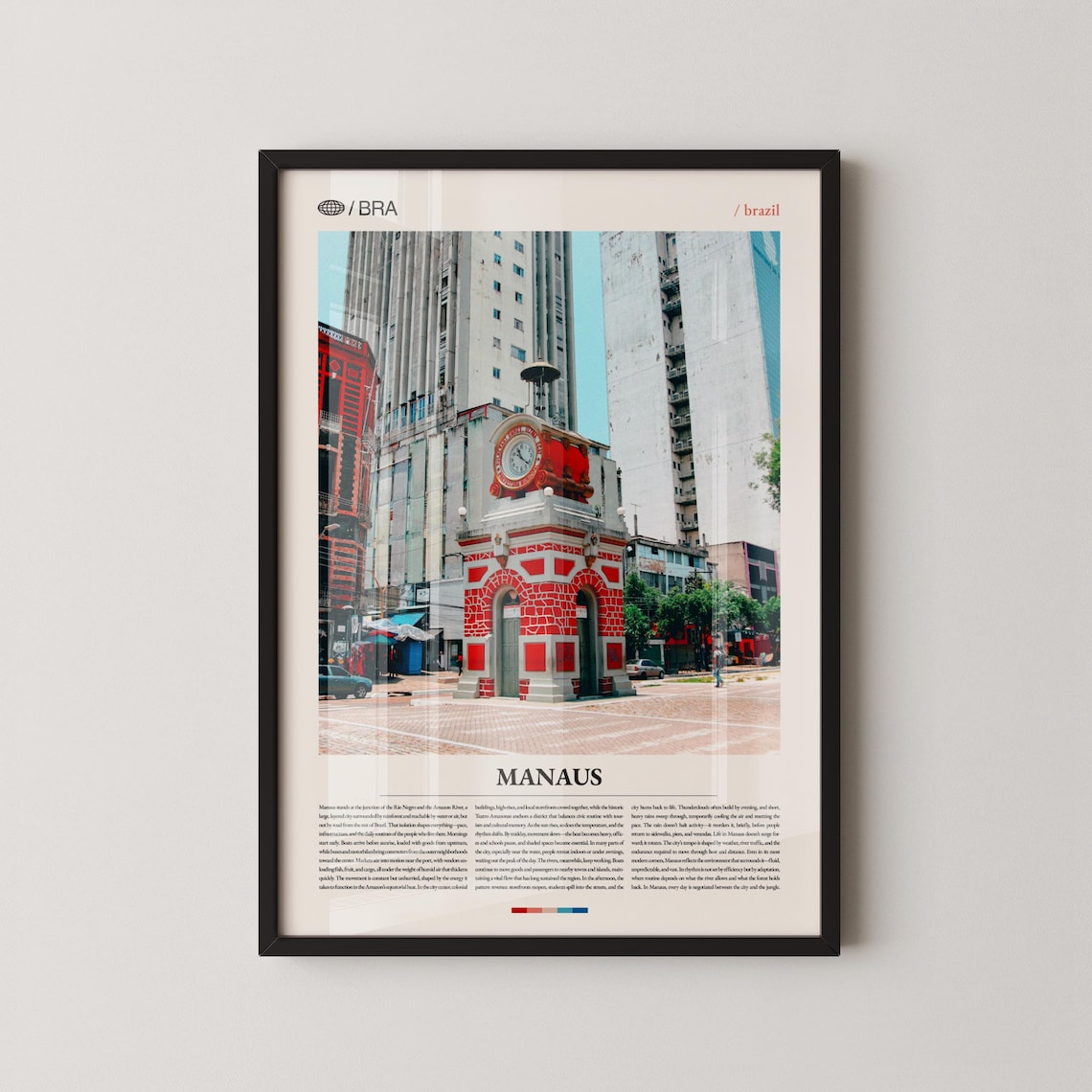 Manaus Brazil Historic Clock Tower Street Photo Travel Poster