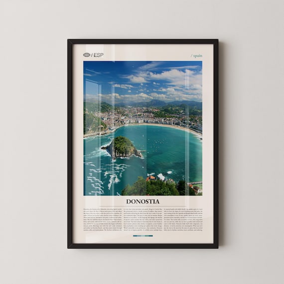 Donostia Spain La Concha Bay Aerial Coastline Basque Country Travel Poster