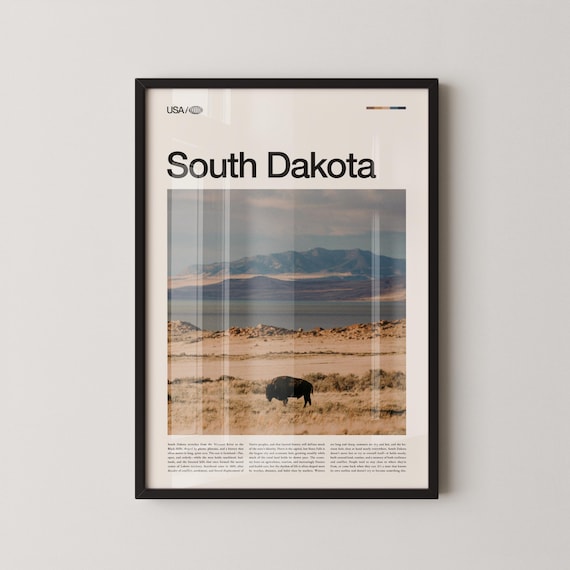 South Dakota Bison Mountain Prairie Editorial Wildlife Poster