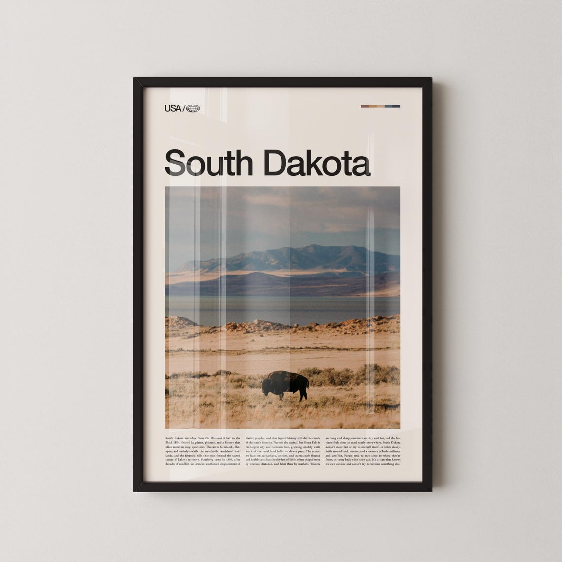 South Dakota Bison Mountain Prairie Editorial Wildlife Poster
