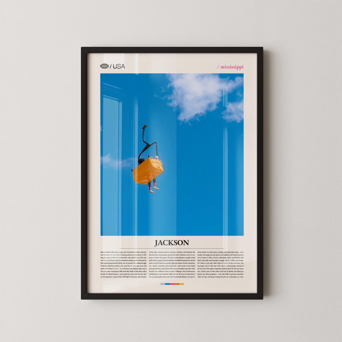 Jackson Mississippi Hot Air Balloon Minimalist Travel Poster