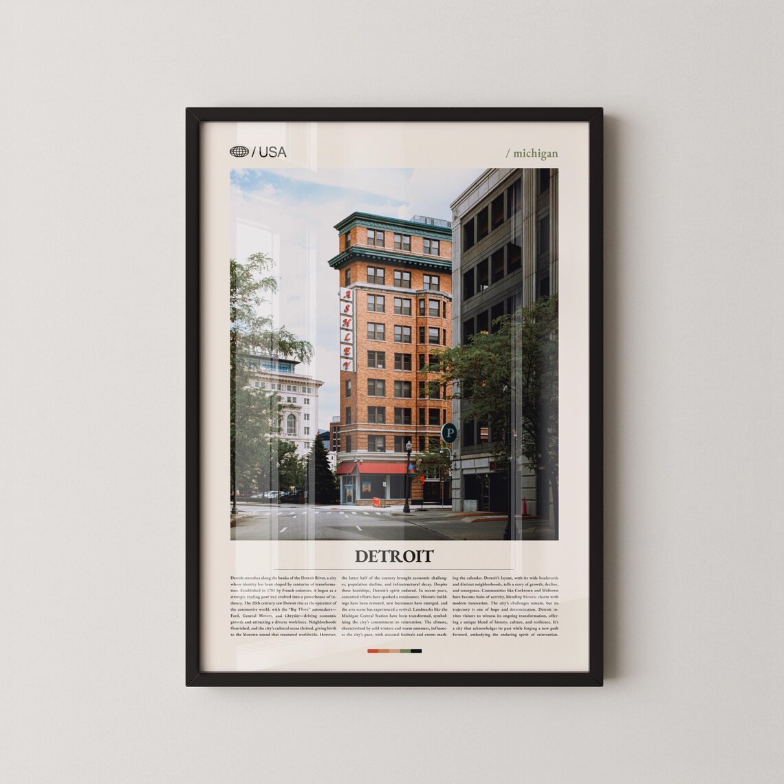 Detroit Michigan Savoy Building Downtown Street Travel Poster