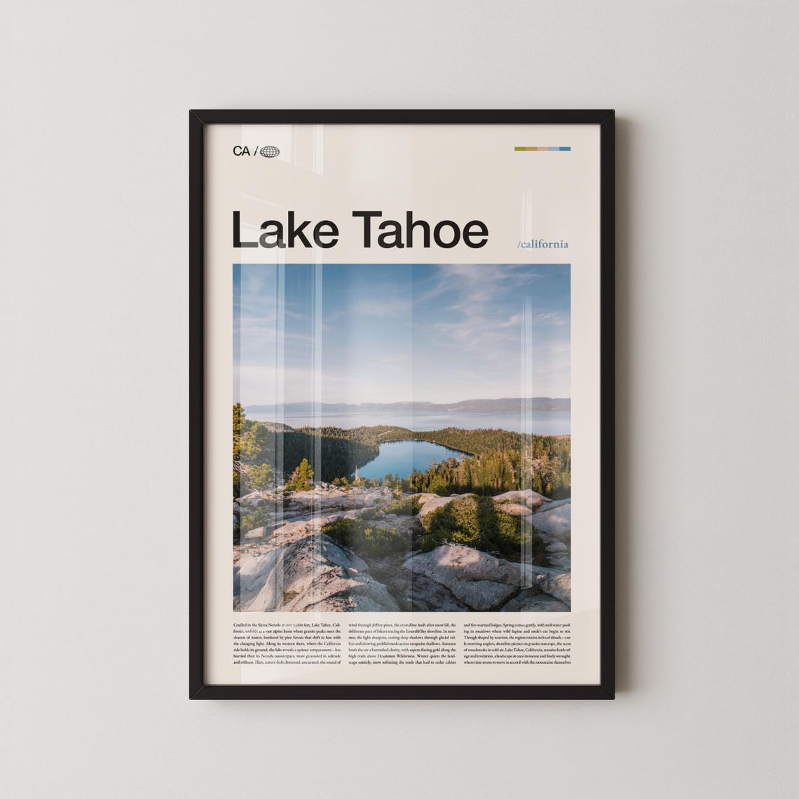 Lake Tahoe California Daytime Bay Pines Rocky Overlook Travel Poster