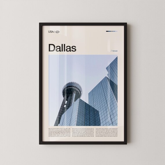 Dallas Texas Reunion Tower Blue Hour City Travel Photo Poster