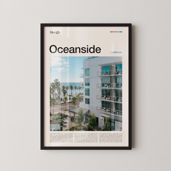 Oceanside California Minimalist Typography Travel Photo Poster