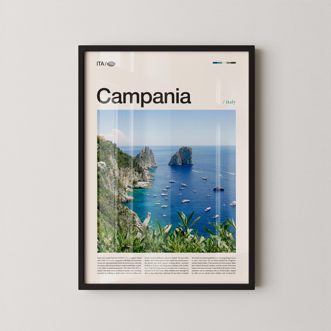Campania Italy Capri Faraglioni Rocks Turquoise Blue Bay Photo Poster