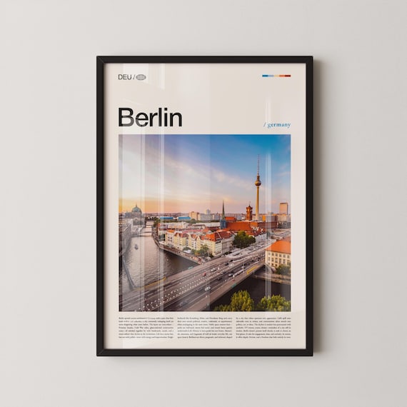 Berlin Germany Sunset Cityscape TV Tower Panorama Travel Poster