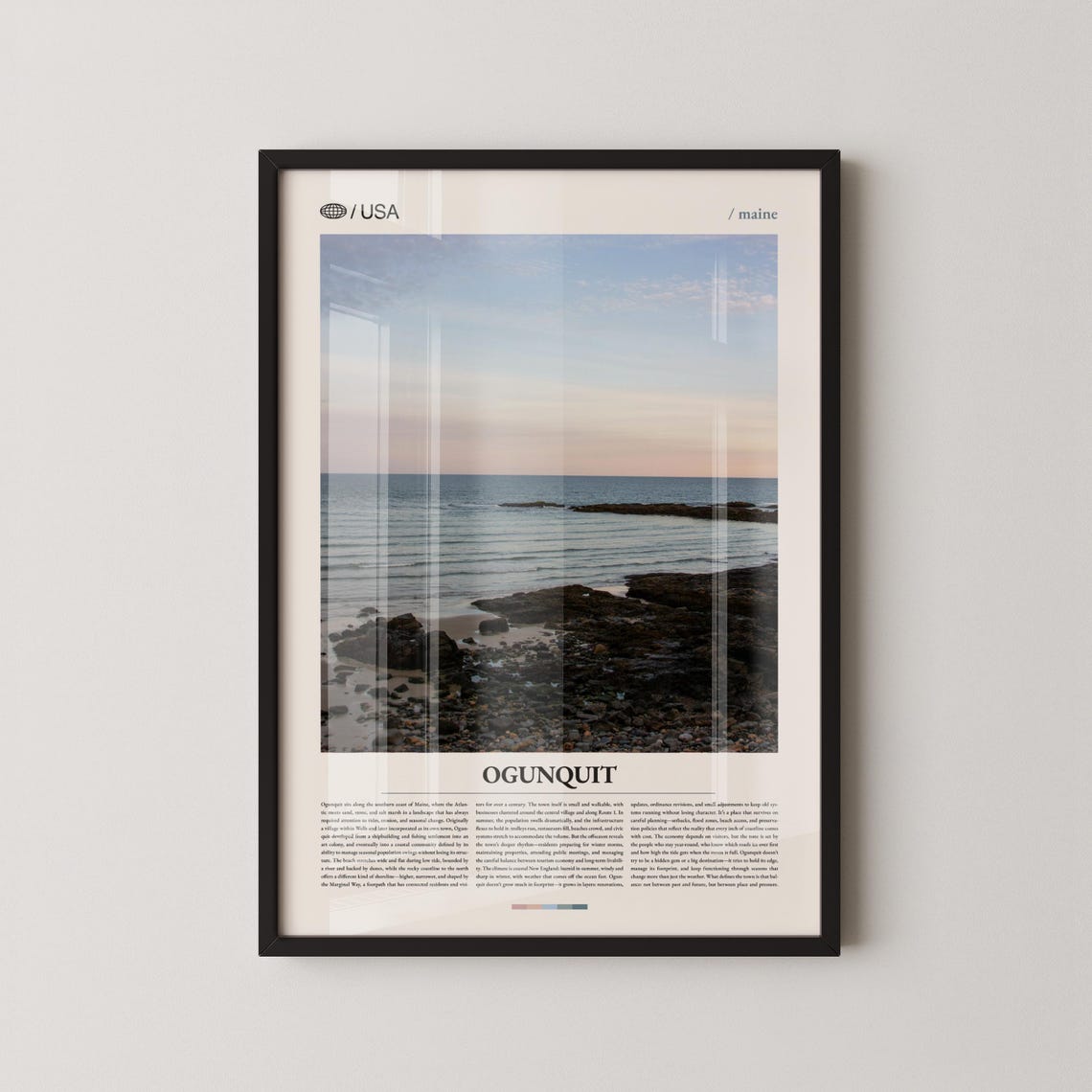 Ogunquit Maine Rocky Shoreline Ocean Dusk Coastal Travel Poster