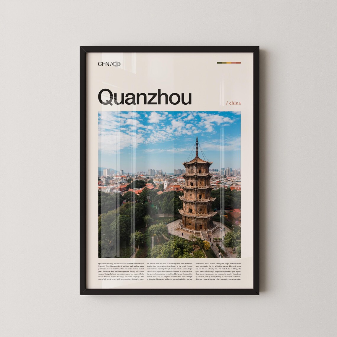 Quanzhou China Historic Ancient Pagoda Skyline Photography Poster