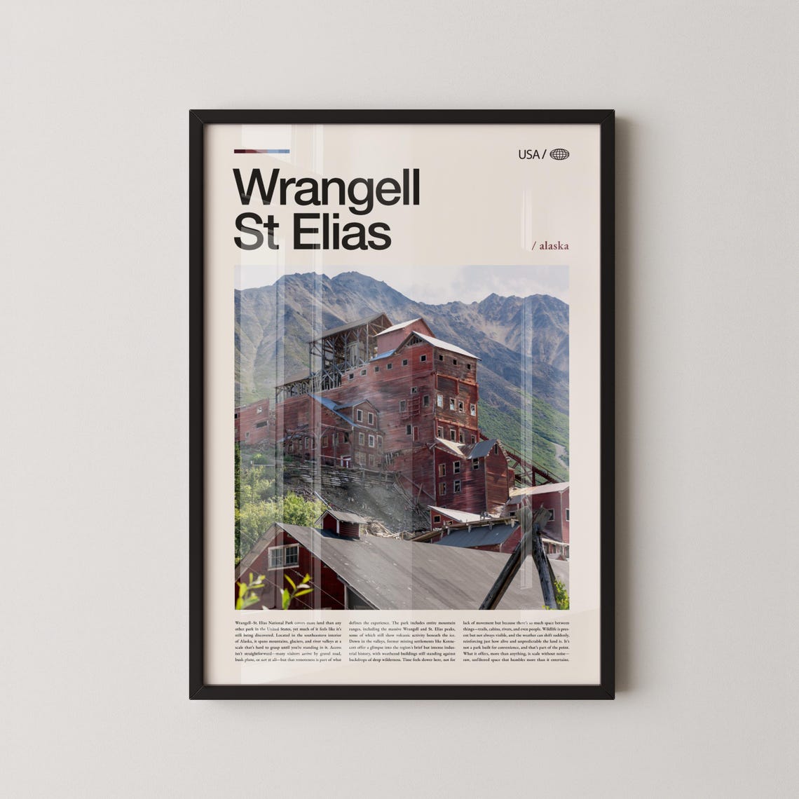 Wrangell St Elias Alaska Mountain Mill Buildings Travel Poster