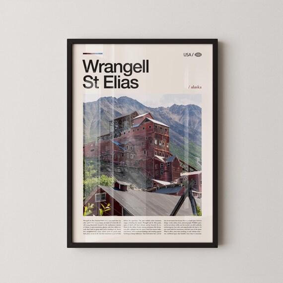 Wrangell St Elias Alaska Mountain Mill Buildings Travel Poster