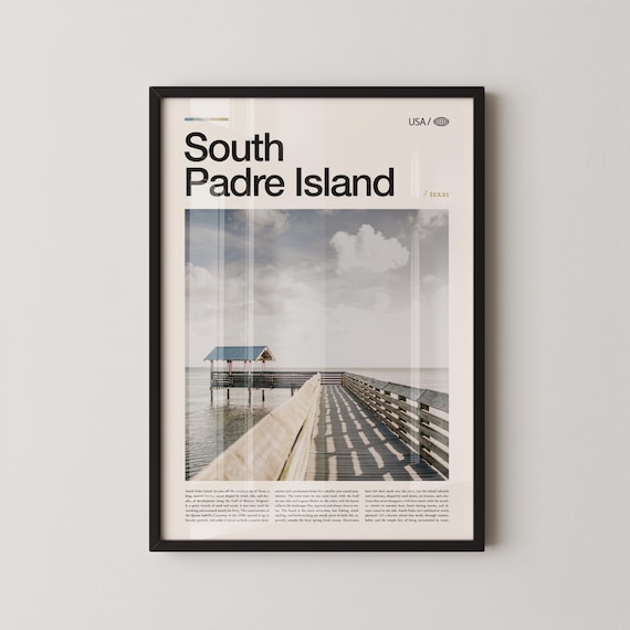 South Padre Island Texas Wooden Pier Ocean Vertical Travel Poster
