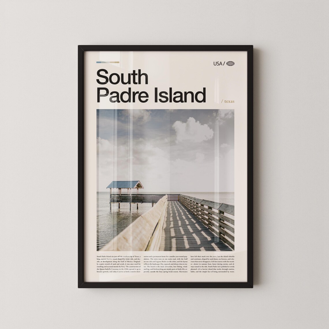 South Padre Island Texas Wooden Pier Ocean Vertical Travel Poster