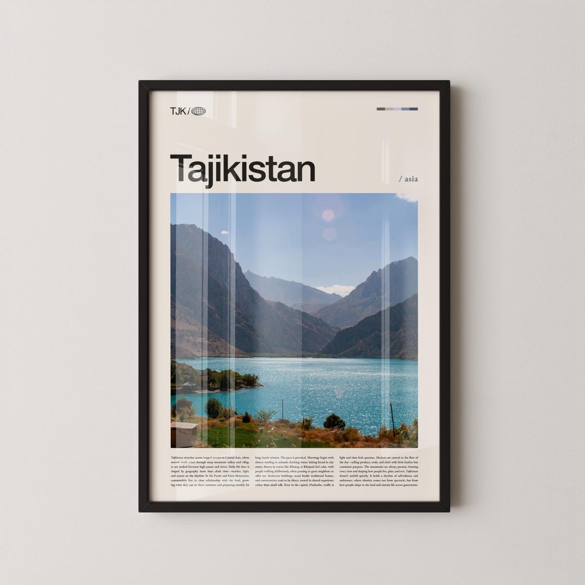 Tajikistan Rugged Mountain Valley With Turquoise Lake Poster