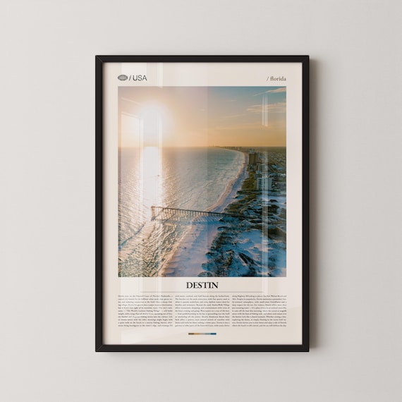 Destin Florida Sunrise Gulf Coast Pier Aerial Photo Travel Poster