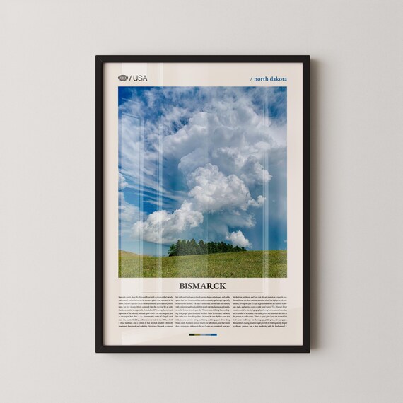 Bismarck North Dakota Dramatic Prairie Clouds Midwest Travel Poster