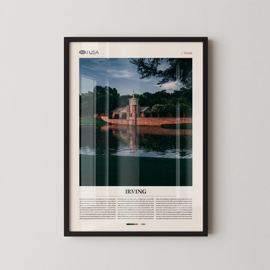Irving Texas Lakeside Brick Pavilion Architecture Travel Poster