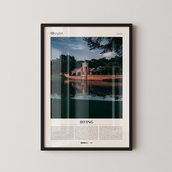 Irving Texas Lakeside Brick Pavilion Architecture Travel Poster
