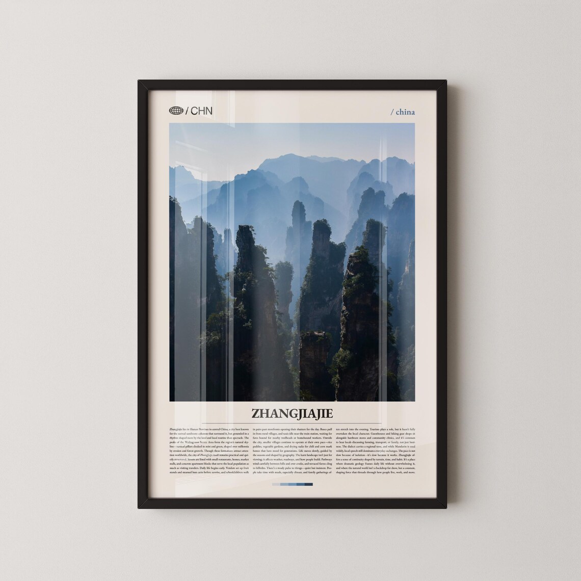 Zhangjiajie China Misty Stone Pillars Mountain Landscape Poster