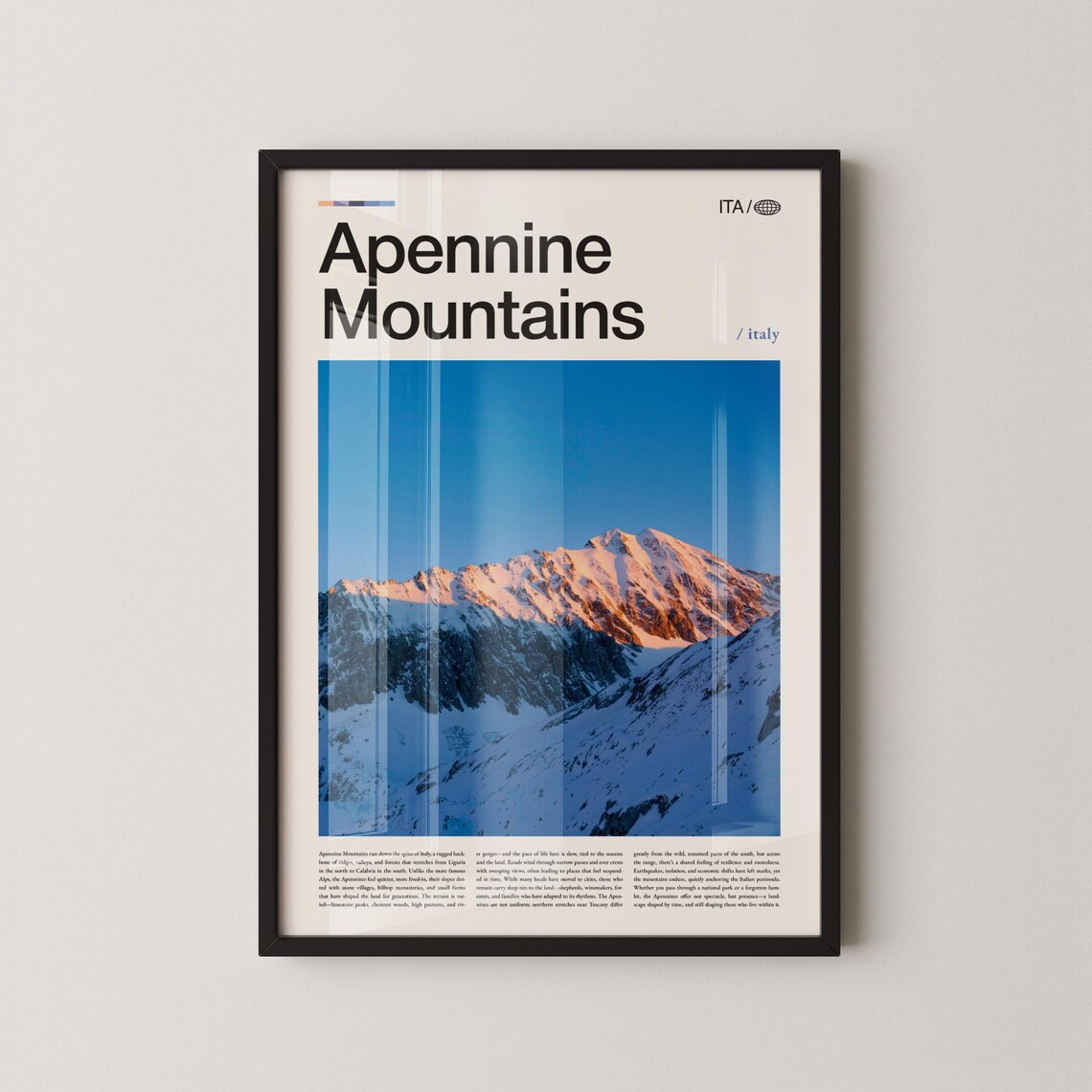 Apennine Mountains Snow Peak Alpine Editorial Italy Travel Poster