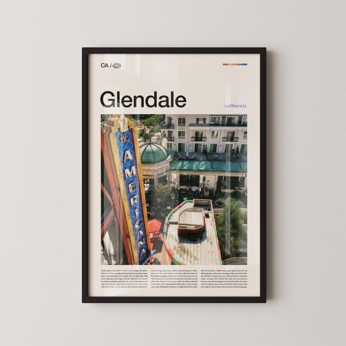 Glendale California Historic Theater District Photo Travel Poster
