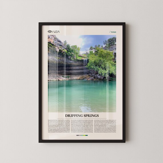 Dripping Springs Texas Turquoise Waterfall Pool Photo Travel Poster