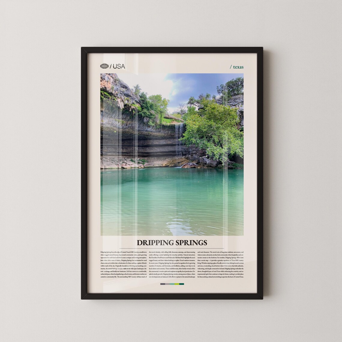 Dripping Springs Texas Turquoise Waterfall Pool Photo Travel Poster