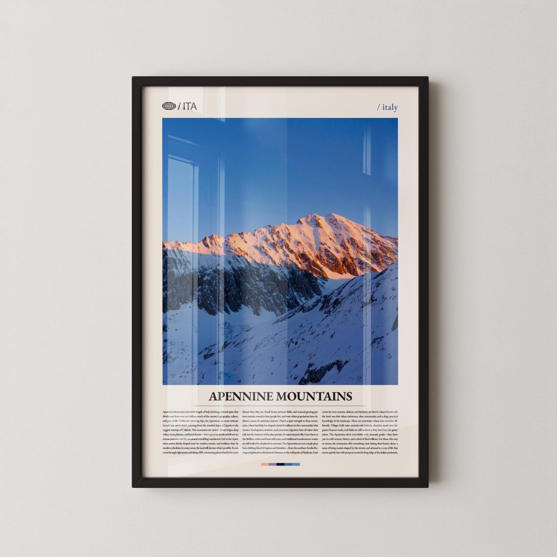 Apennine Mountains Snowy Sunrise Pink Glow Italy Photo Travel Poster