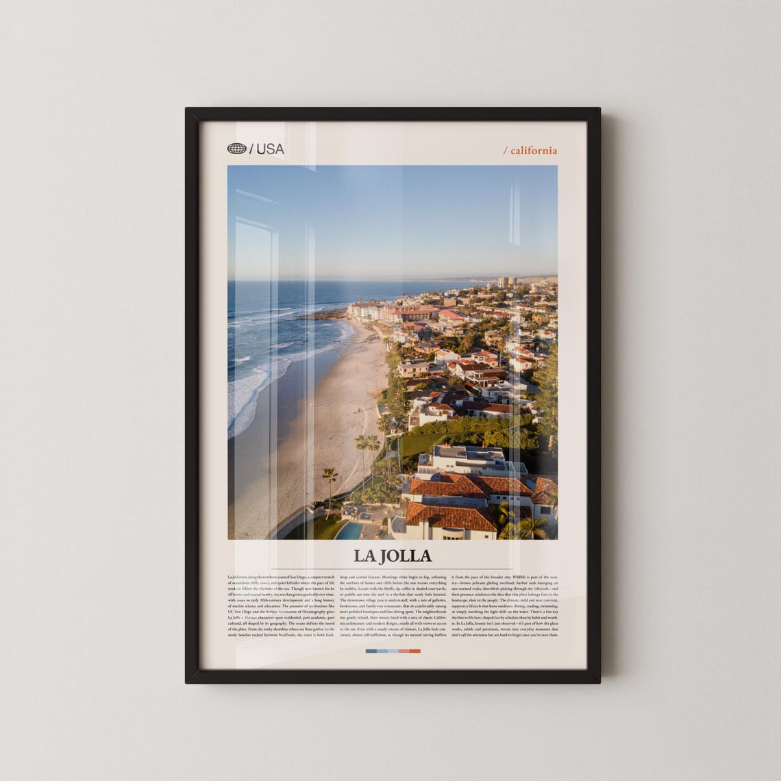 La Jolla California Aerial Sunny Beach Shore Wave Day Poster