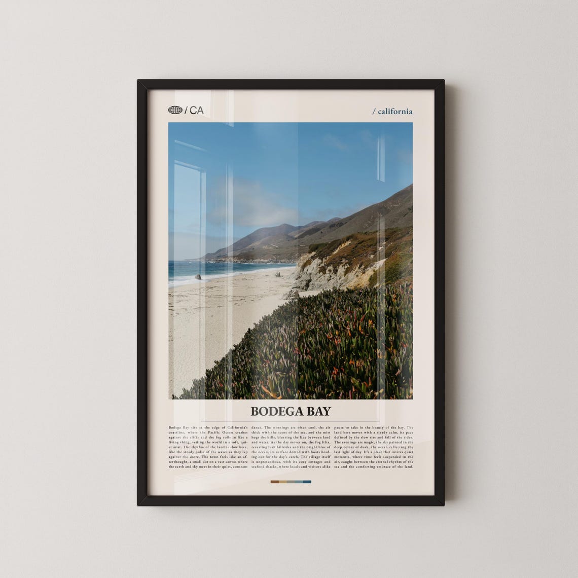 Bodega Bay Beach California Pacific Coastline Minimalist Travel Poster
