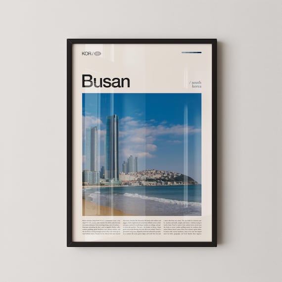 Busan South Korea Sandy Beach And Skyline Photography Art Poster