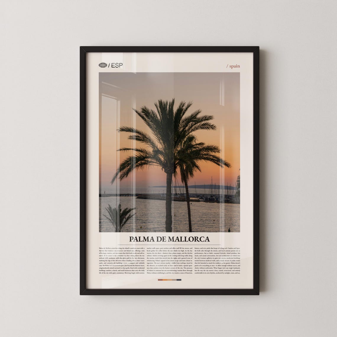 Palma De Mallorca Sunset Palms Over Harbor Golden Hour Travel Poster