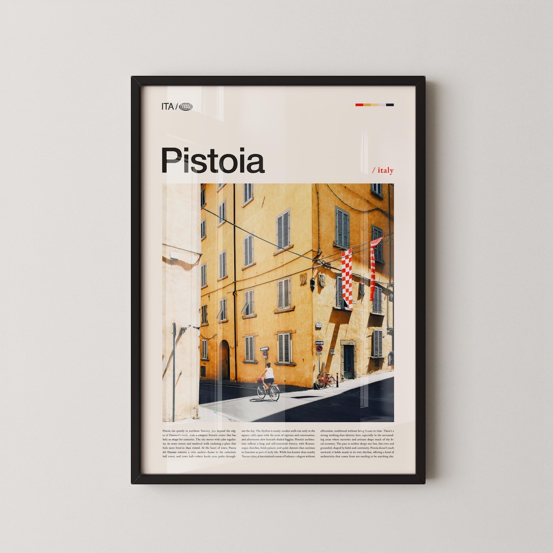 Pistoia Italy Cyclist Riding Old Town Street Photo Travel Poster