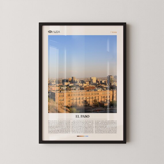 El Paso Texas Desert City Skyline Golden Dusk Sunset Photo Poster