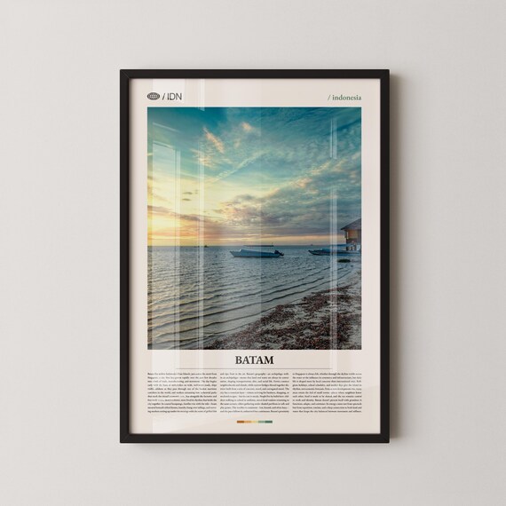 Batam Indonesia Tropical Beach Sunset Poster, Island Travel Gift Art