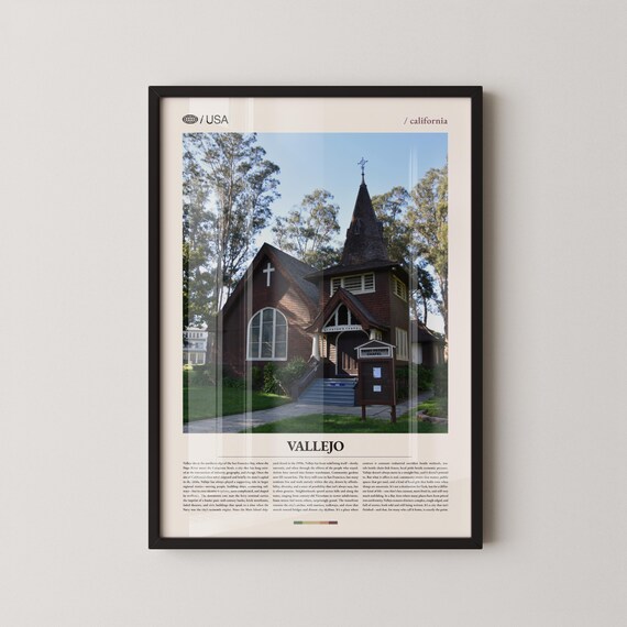 Vallejo California Old Wooden Church Landmark Photo Travel Poster