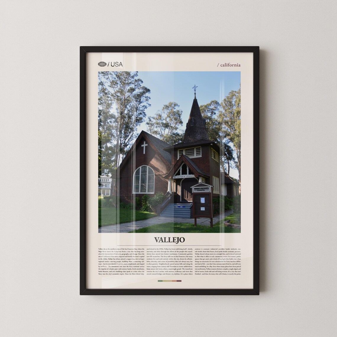 Vallejo California Old Wooden Church Landmark Photo Travel Poster