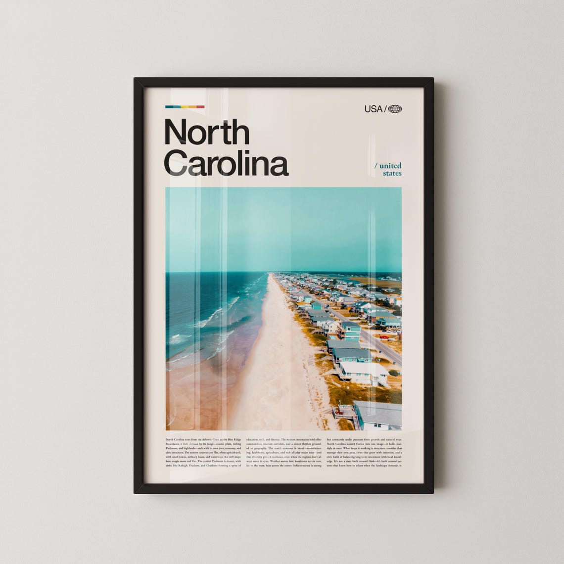 North Carolina Beach Shoreline Aerial Vertical Travel Poster