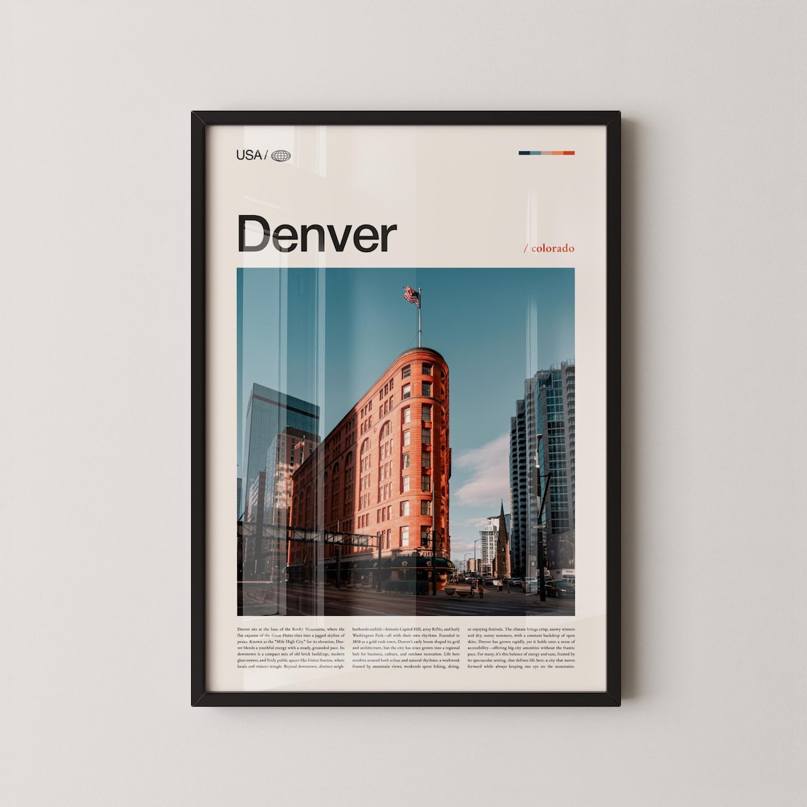 Denver Colorado Historic Brick Building American Flag Photo Poster