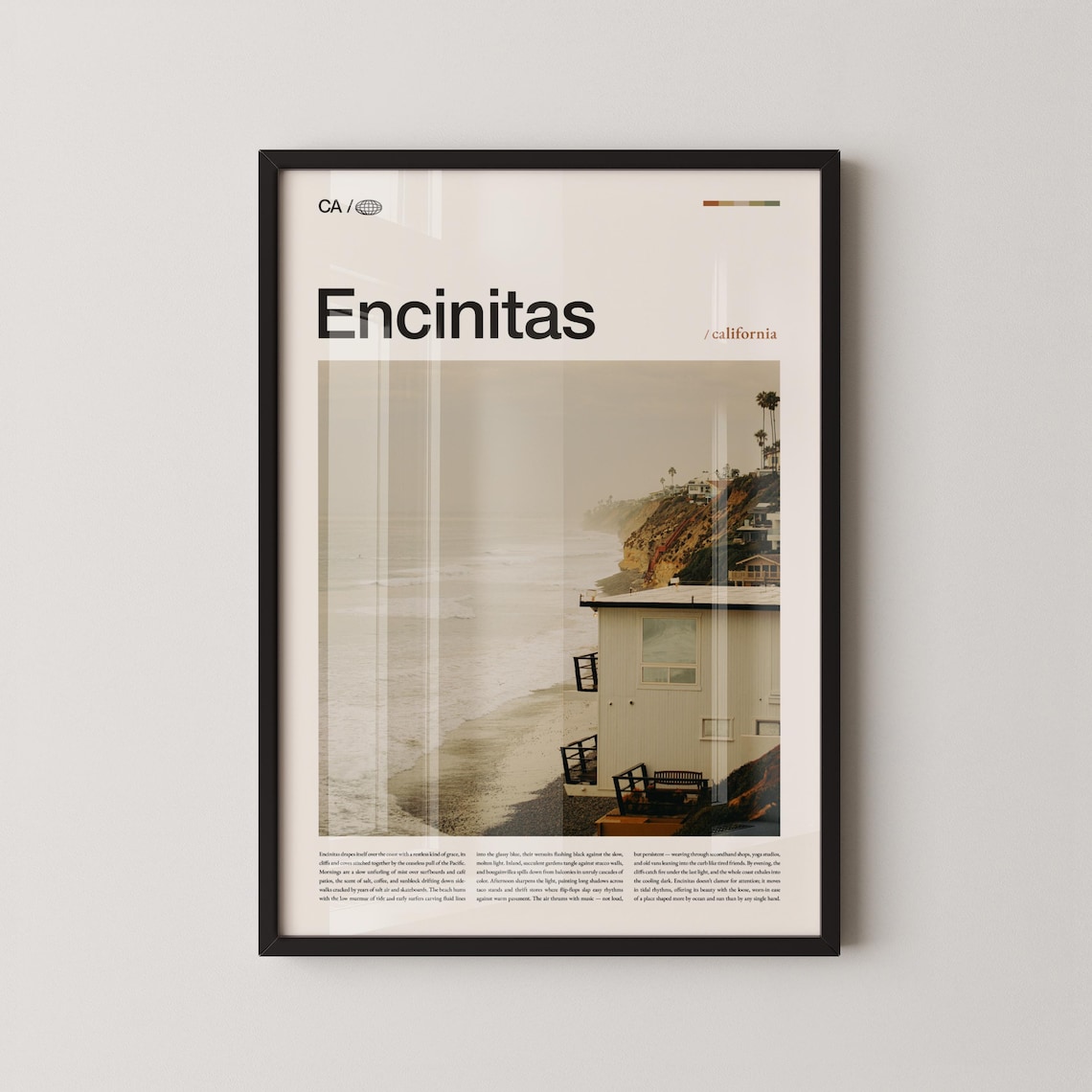 Encinitas California Foggy Beach Cliff Moody Ocean Photo Poster