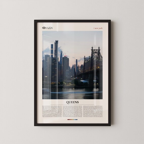 Queens New York Manhattan Skyline Bridge At Dusk Photo Poster