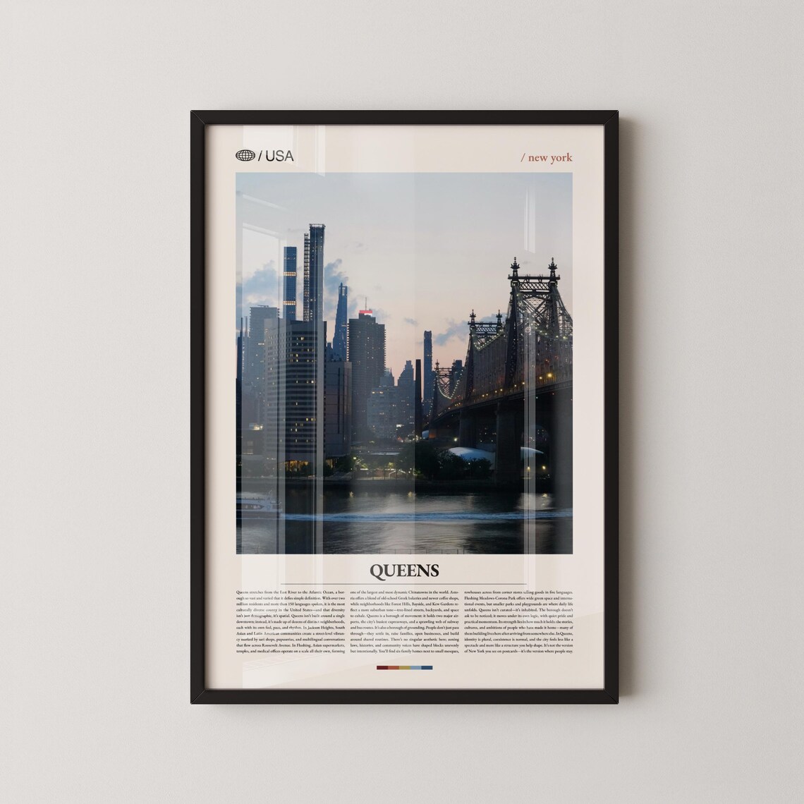 Queens New York Manhattan Skyline Bridge At Dusk Photo Poster