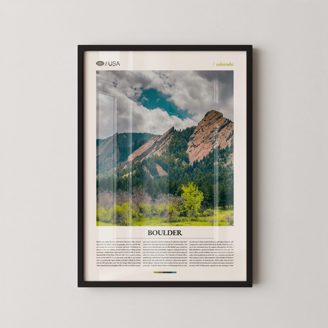 Boulder Colorado USA Flatirons Red Rock Formation Travel Poster