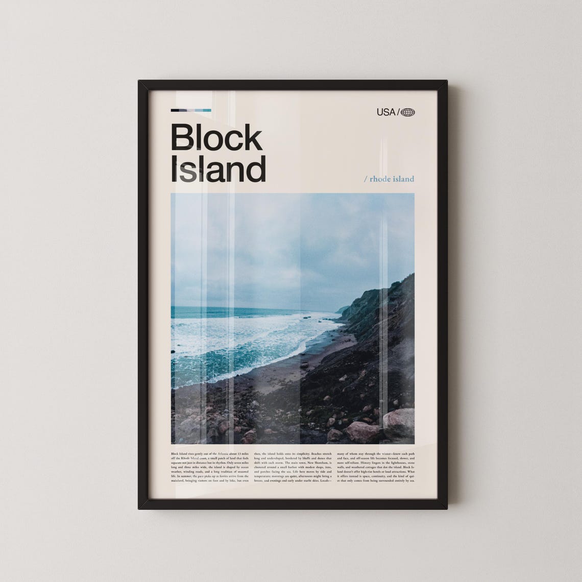 Block Island Rhode Island Rocky Shoreline Atlantic Coast Travel Poster