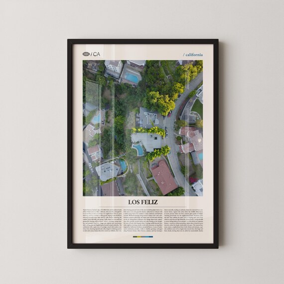Los Feliz Aerial Hillside Homes Los Angeles California Editorial Poster