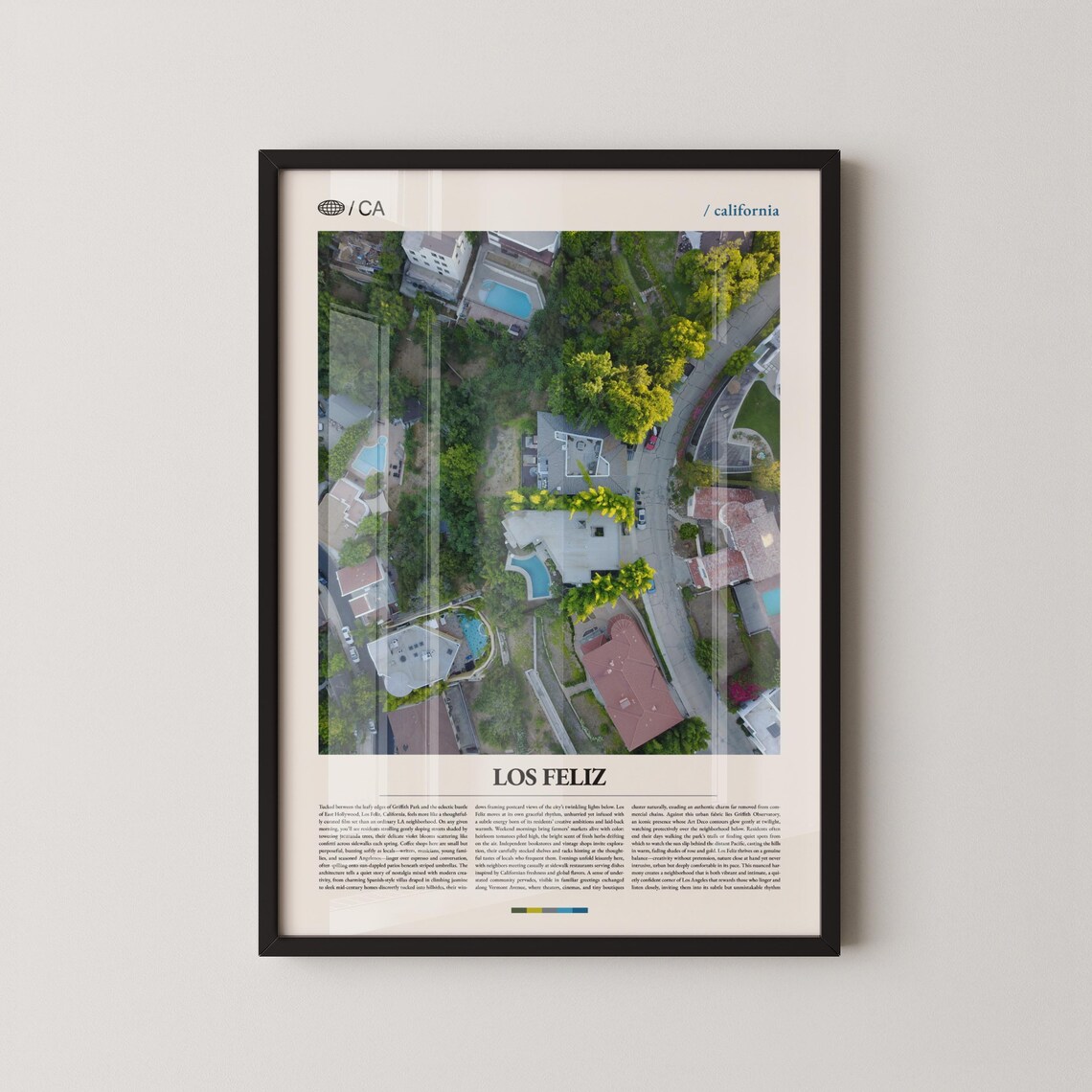 Los Feliz Aerial Hillside Homes Los Angeles California Editorial Poster