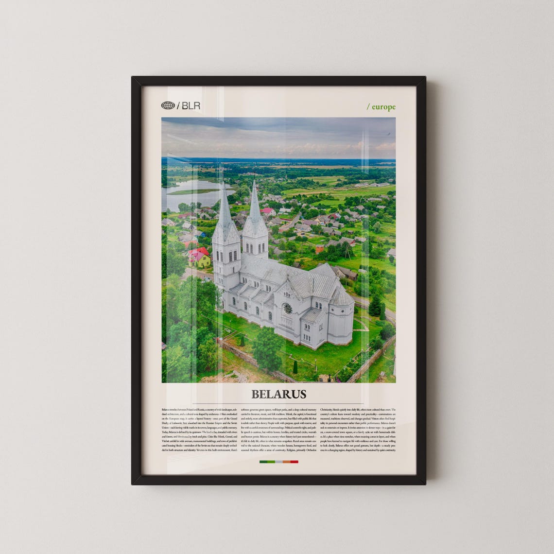 Belarus Eastern Europe White Twin Spire Church Aerial View Poster