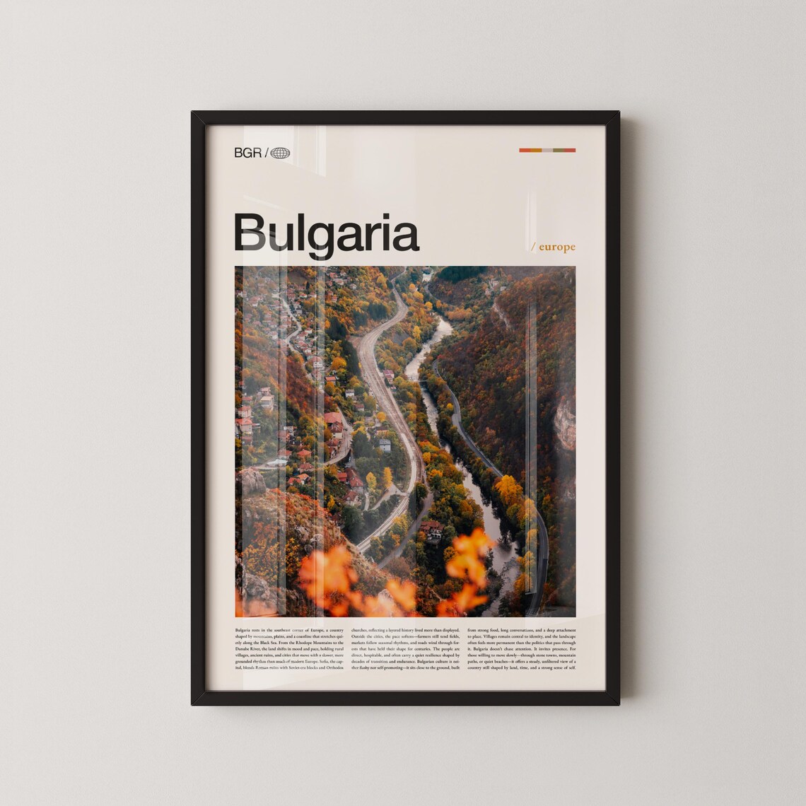 Bulgaria Autumn Valley Mountain Road Aerial Photography Travel Poster