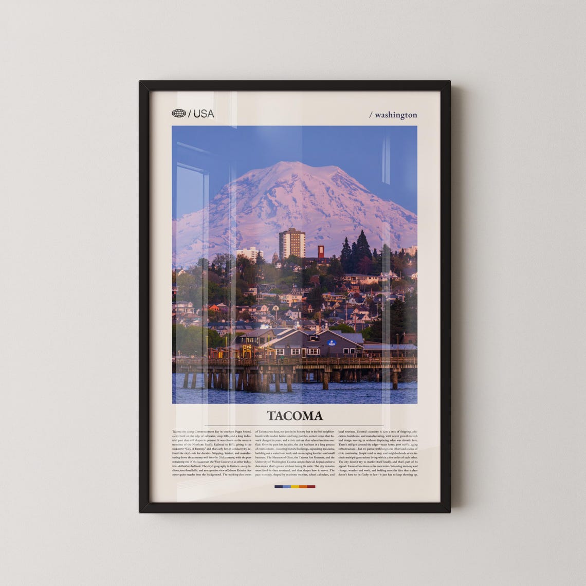 Tacoma Washington Mount Rainier Waterfront Pier Editorial Poster