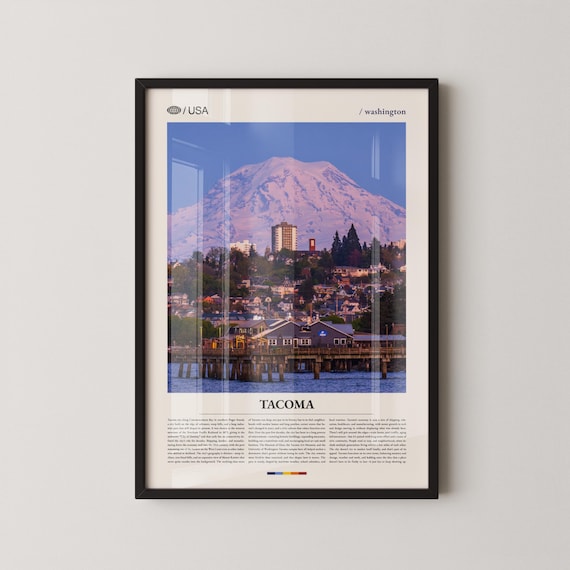 Tacoma Washington Mount Rainier Waterfront Pier Editorial Poster